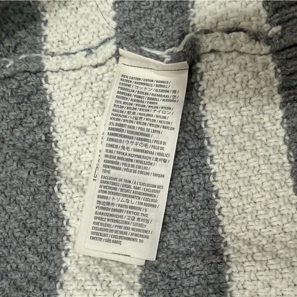 Y2K Abercrombie & Fitch Grey White Striped Cotton Angora Cardigan Sweater Small - Picture 5 of 10